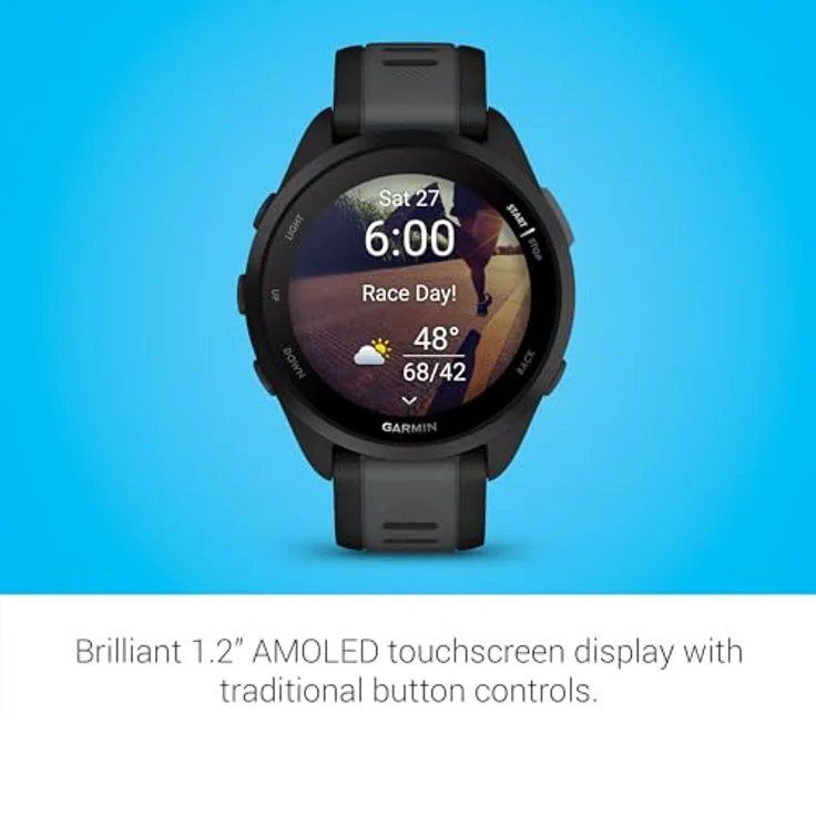 Garmin Forerunner® 165 Musik, Lauf-Smartwatch, buntes AMOLED-Display, Trainingsmetriken und Wiederherstellungseinblicke, Musik am Handgelenk, Schwarz – Bild 3