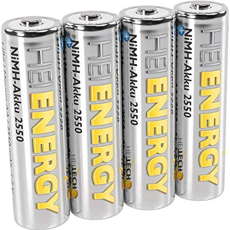 HEITECH AA Akku Mignon 2550 mAh 1,2V NiMH 4 Stück Batterie, (4 St) - Vorgeladen, Umweltfreundlich, 1000 Mal wiederaufladbar – Bild 2