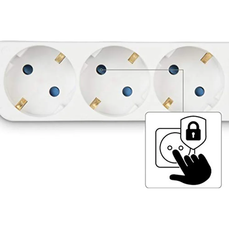 Hama Steckdosenleiste 3-fach (Mehrfachsteckdose mit 1,4m Kabel, inkl. Kippschalter, erhöhter Berührungsschutz, Steckplätze um 45 Grad gedreht, Steckerleiste GS geprüft, max. 3500 W) weiß – Bild 5