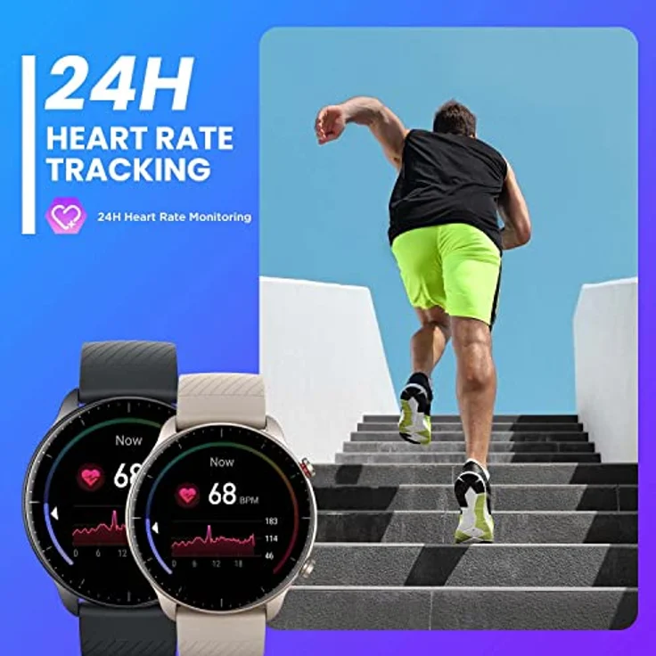 Amazfit [Version 2022] GTR 2 Smartwatch mit Bluetooth-Anrufe, 3 GB Musikspeicher, Sportuhr mit 90 Sportmodi, Herzfrequenz- und SpO2-Überwachung, Alexa, Grey, One Size – Bild 2