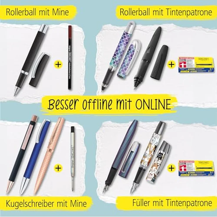 ONLINE Multipen 4-in-1, Multifunktionsstift aus Metall mit 3 Kugelschreiber-Minen in blau, schwarz und rot sowie Druckbleistift und Radierer, Farbe rosegold – Bild 7