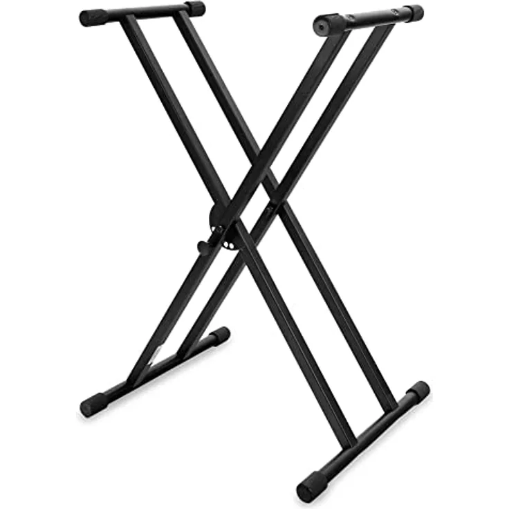 Classic Cantabile Doppelstrebiger Keyboardständer - 5-Fach höhenverstellbares Keyboard Stativ - Stabiler Keyboard Stand Doppel - Stand für E-Piano Stagepiano - Klavier Halterung Schwarz
