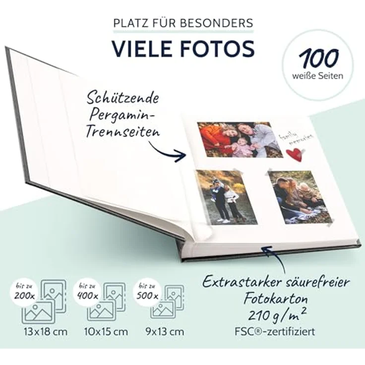 Goldbuch Summertime Anthrazit 30x31 Fotoalbum mit 100 weißen Seiten und Ecken- und Sichtfensterschutz – Bild 4