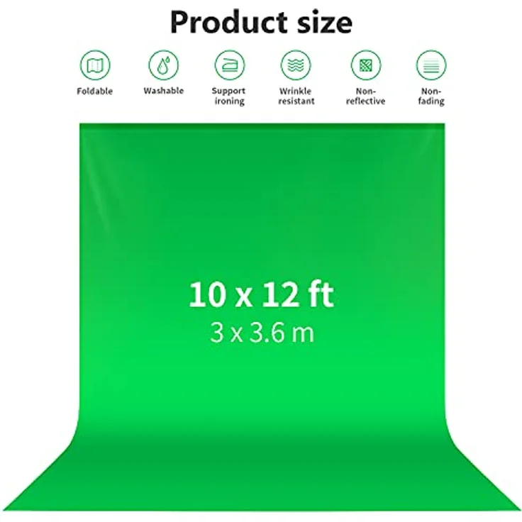Neewer 10 x 12 ft/3 x 3,6 m Pro Foto Studio 100% Pure Musselin klappbar Hintergrund Hintergrund für Fotografie, Video und Gartenblick (nur Hintergrund) - Grün – Bild 3