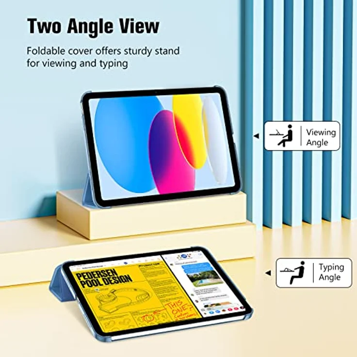 ProCase Hülle für iPad A16 11" 2025 & iPad 10. Gen 10,9" 2022, ultradünne Hartschutzhülle mit Smart Cover und Auto Wake/Sleep, blau – Bild 4