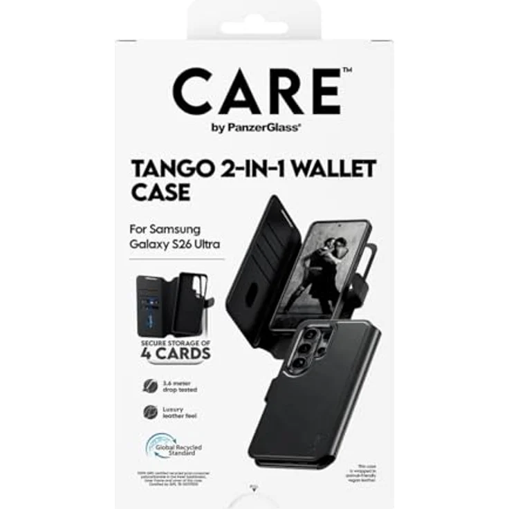 Care™ by PanzerGlass® Case Tango 2-in-1 Wallet m. Qi für Samsung Galaxy S26 Ultra, stoßfestes Design mit luxuriösem Ledergefühl, 2,4 Meter Fallhöhe getestet, FSC-zertifizierte Verpackung – Bild 3