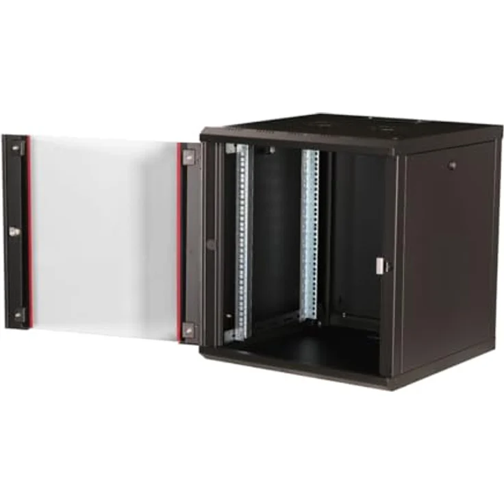 Equip Serverschrank 19" 12U 600x600mm Glastür schwarz - Netzwerkschrank mit gehärteter Glasfront und abnehmbaren Seitenteilen – Bild 3