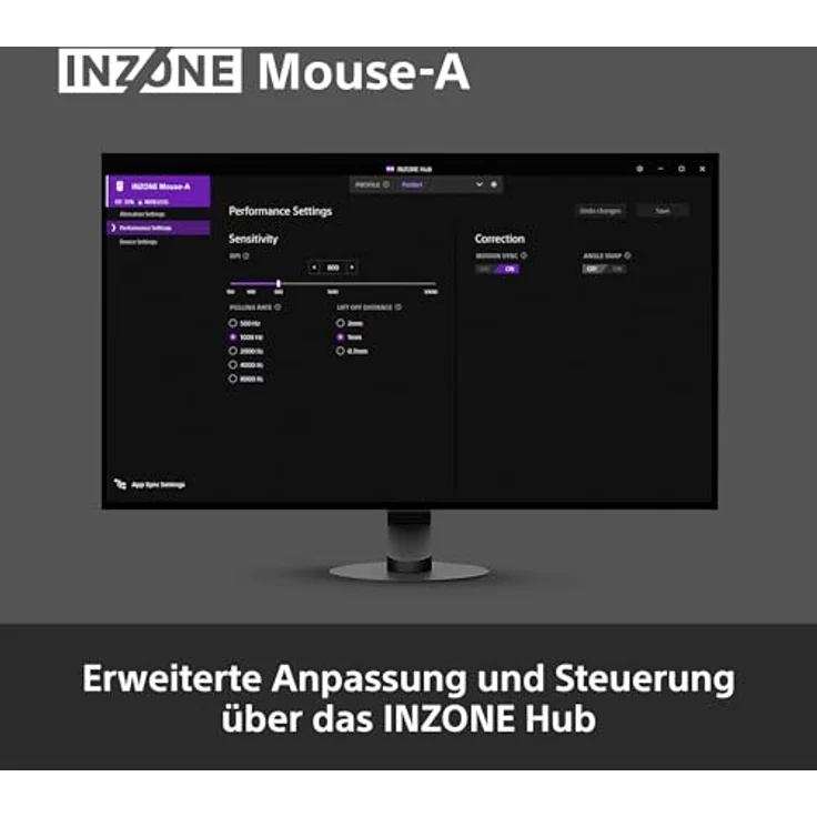 SONY INZONE Mouse-A Gaming Maus, ultraleicht 48,4g, 8000Hz Polling, 30K DPI, optische Schalter, kabellos, Schwarz – Bild 9