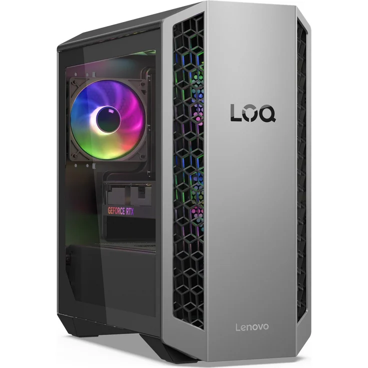 Lenovo LOQ Tower 26ADR10, Grau, Desktop-PC mit AMD Ryzen 7 8745HX, 32 GB RAM, 1 TB M.2 SSD und NVIDIA GeForce RTX 5060
