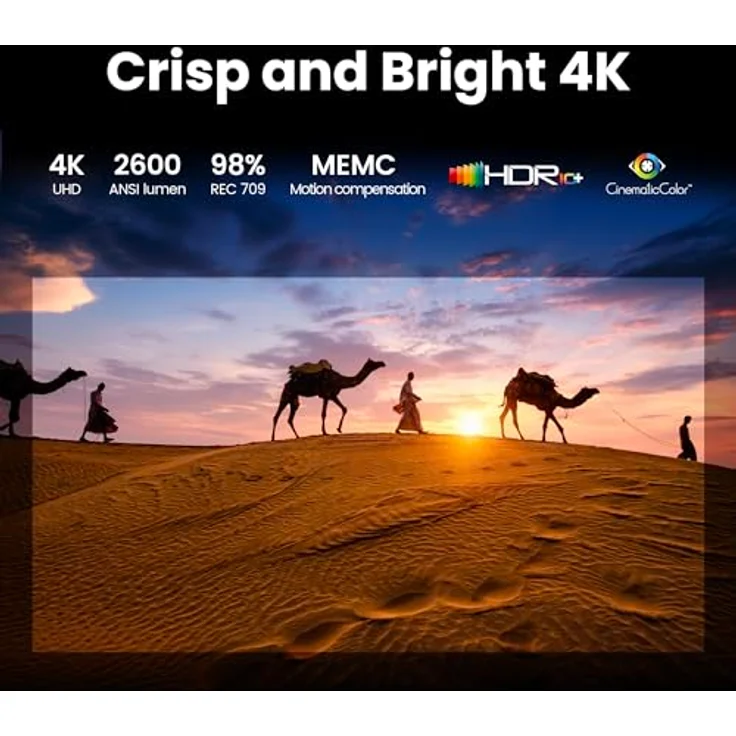 BenQ GP520 4K HDR 2600 lm LED-Wohnzimmerprojektor für Home Entertainment mit Google TV, Auto Cinema Mode, MEMC, Rec.709, HDR10+, HDMI 2.1, USB-A, USB-C, Wifi6, Bluetooth5.2, eARC, Dolby, 7.1 Kanal - Schwarz – Bild 2