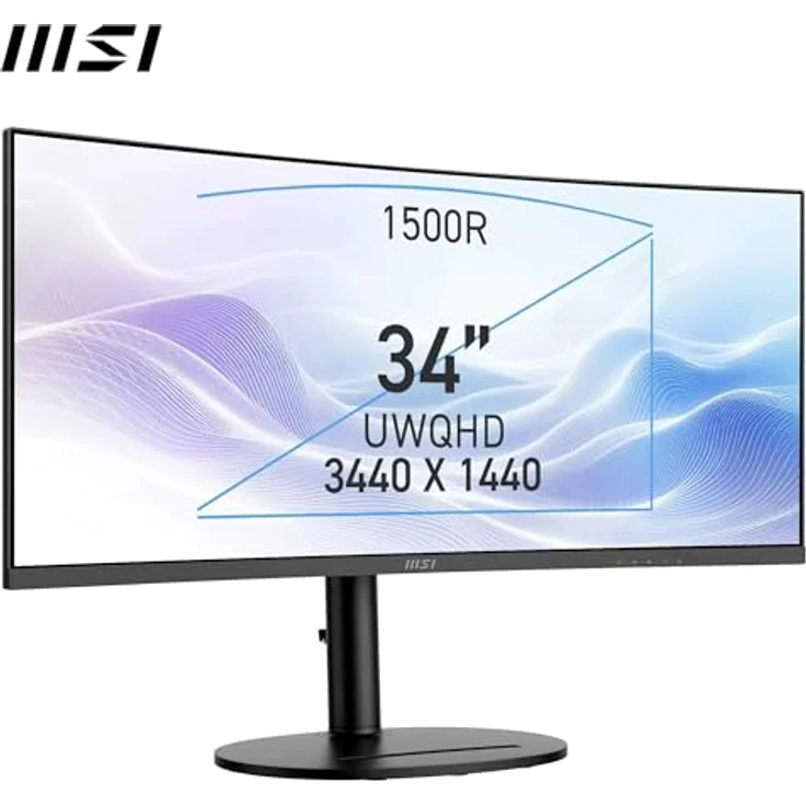 MSI Modern MD342CQP, 34 Zoll UWQHD Curved Monitor 1500R – VA-Display 3440 x 1440, KVM, Pip/PBP, 3-Achsen verstellbar, integrierte Lautsprecher, Augenkomfort – Bild 2