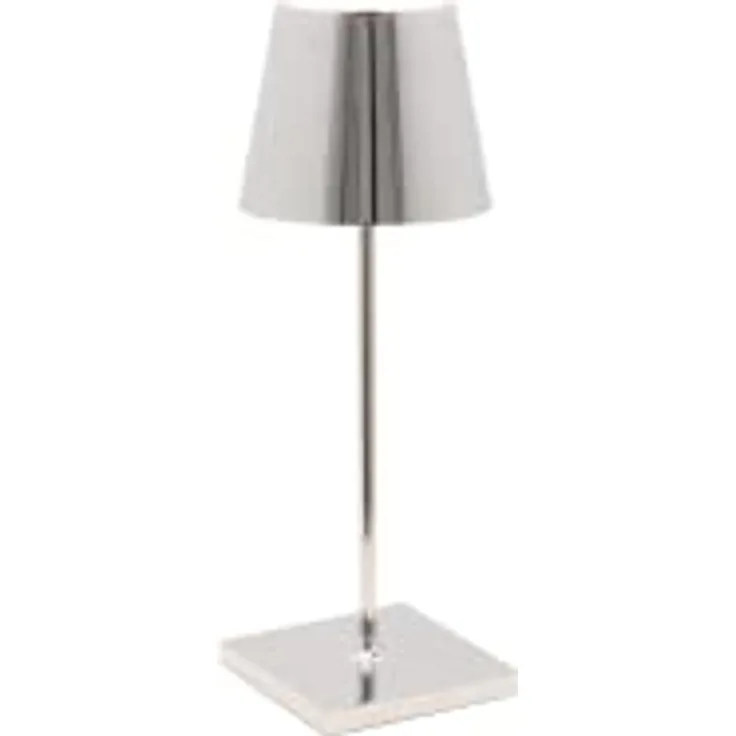 Zafferano Poldina Pro Mini Kabellose LED-Lampe,Akku,Touch-Dimmer,Verwendung Innenbereich H30cm,mehreren USB-Ladegeräten(EU-UK-US)- Silberglänzendem galvanische,LD0320C3X1,H 30cm-Fußdurchmesser 11 cm