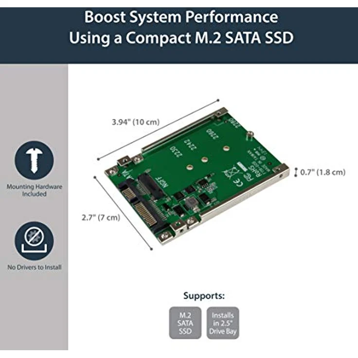 StarTech.com M.2 SSD auf 2.5 Zoll SATA Adapter - Konverter, NGFF auf SATAIII Adapter Karte - Preisvergleich – Bild 2