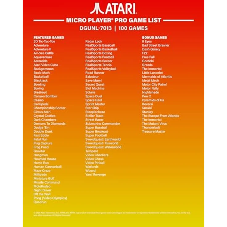 ATARI ATARI Micro Player Pro, tragbare Konsole mit klassischen Spielen und modernster Technologie – Bild 3