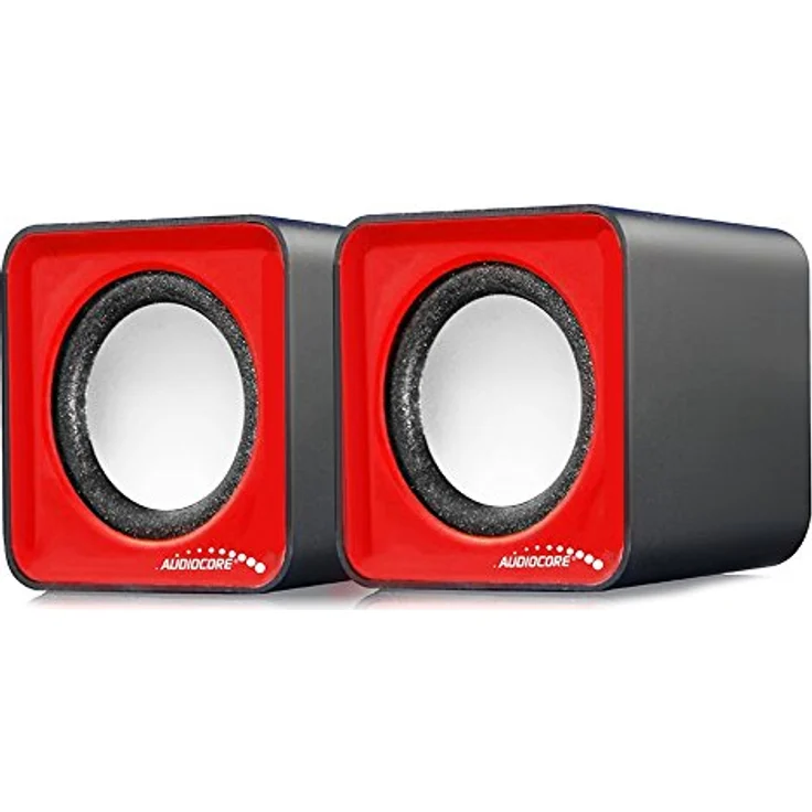 Audiocore AC870 Kompakt Stereo-Lautsprecher 2.0 PC 2x3 Watt RMS Rot – Bild 6