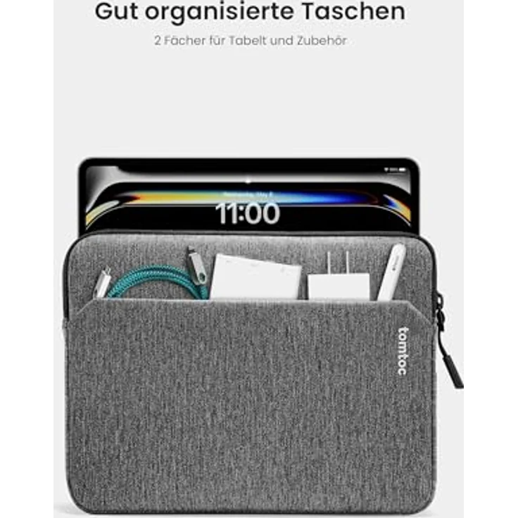 tomtoc Slim Tablet Tasche Hülle für 11 Zoll iPad Air, iPad Pro, iPad A16 – Wasserabweisend, mit organisierter Aufbewahrung und hochwertiger Polsterung – Bild 2