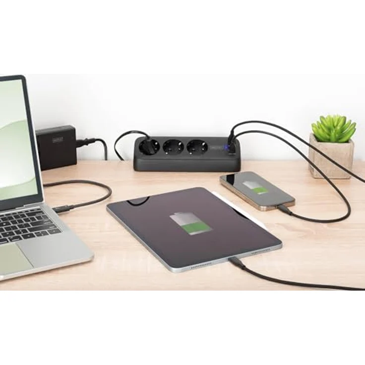 Digitus 3-fach Office-Steckdosenleiste mit 2x USB-A und 1x USB-C, Schwarz, 1.50 m, CEE 7/3, erhöhte Sicherheit – Bild 7