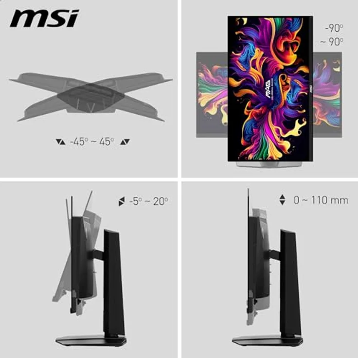 MSI MAG 271QPX QD-OLED E2 Gaming Monitor, 26,5 Zoll WQHD, 240 Hz/0,03 ms, 99% DCI-P3, DisplayHDR True Black 400 – Bild 3