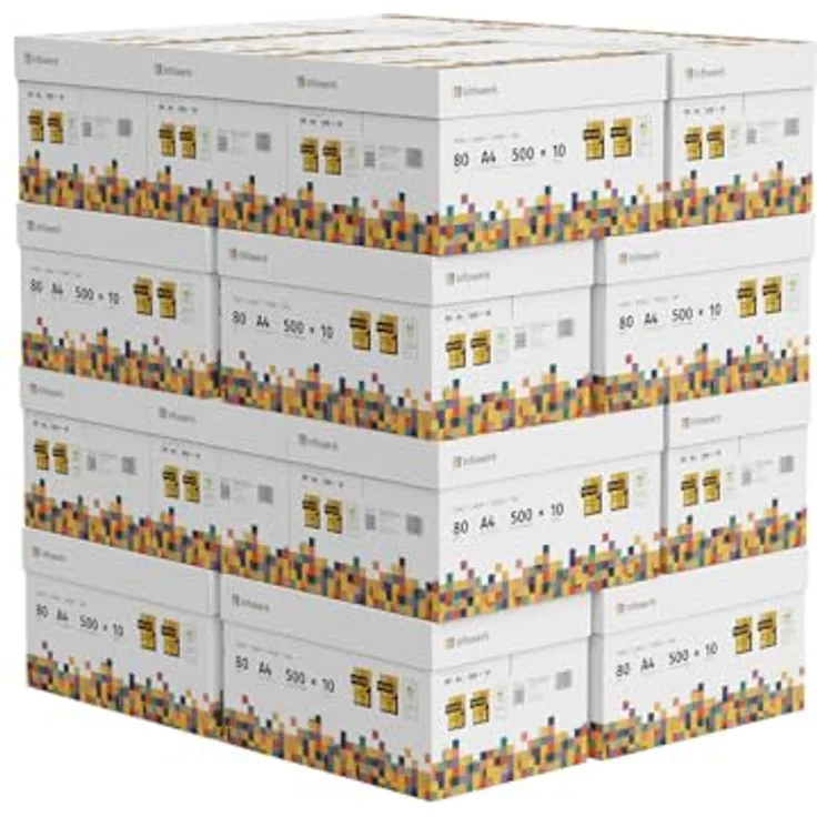 Infowerk Druckerpapier Kopierpapier Premium Weiß 80g 100000 Blatt 20 x 5000 A4 Testsieger PEFC