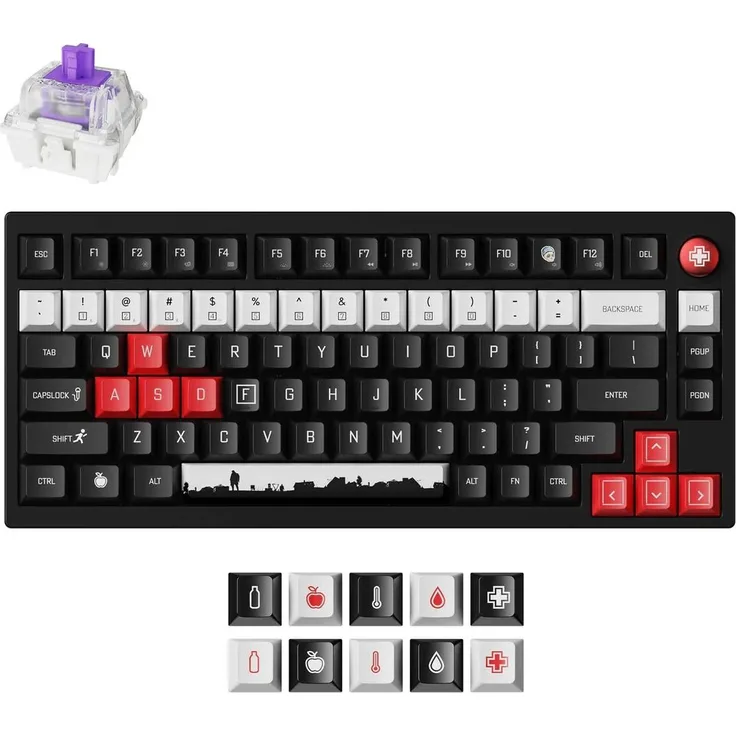 Keychron Kabellose Tastatur DayZ Special Edition mit Magnetischen Gateron Double-Rail Nebula Switch, QWERTY Layout, Bluetooth & USB-C, Ergonomisches Design