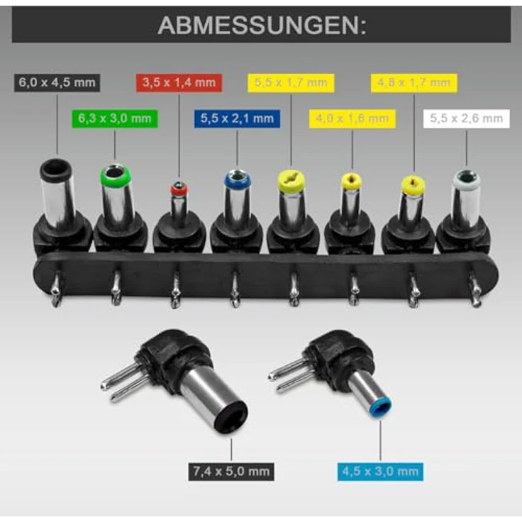 EAXUS Eaxus Universal Laptopladekabel 96 Watt Netzteil mit 10 Adapter, 12V - 24V einstellbare Spannung, 2,15 m Kabel Länge – Bild 3