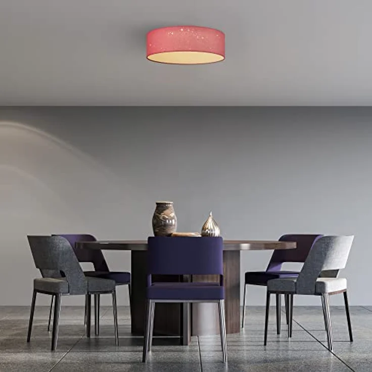 Navaris LED Deckenleuchte 40cm - Dimmbar Farbtemperaturwechsel Fernbedienung - 22W Stoff Pink Sternenhimmel – Bild 5