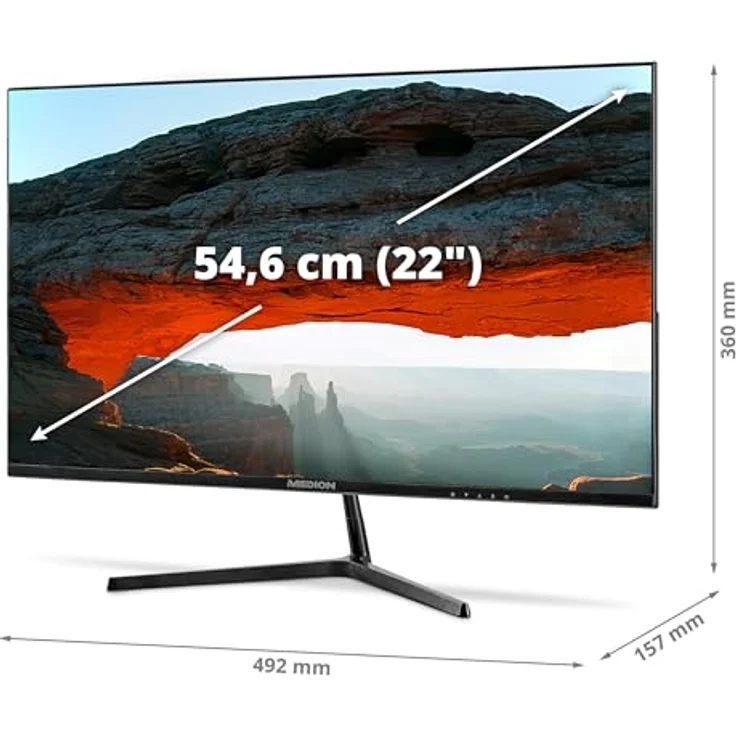 MEDION P52218 (MD 20150) 54,6 cm (22 Zoll) Full HD Widescreen Monitor (FHD, 16:9, HDMI, Anti Flicker, Anti Glare, Anti Blue-Light) schwarz – Bild 5