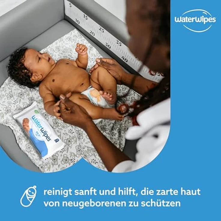 WaterWipes plastikfreie, originale Reinigungstücher für Babys, 540 Stück (9 Packungen), 99,9 % wasserbasierte Reinigungstücher, unparfümiert, pflanzlich, dermatologisch anerkannt – Bild 4