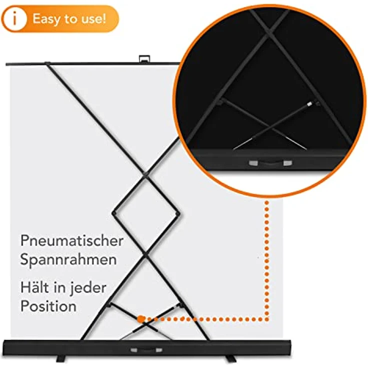 Walimex pro Roll-up Panel Hintergrund (220 cm, 210 cm), Hintergrundsystem, Weiss, extra grosse Standfläche und pneumatischer Spannmechanismus – Bild 6