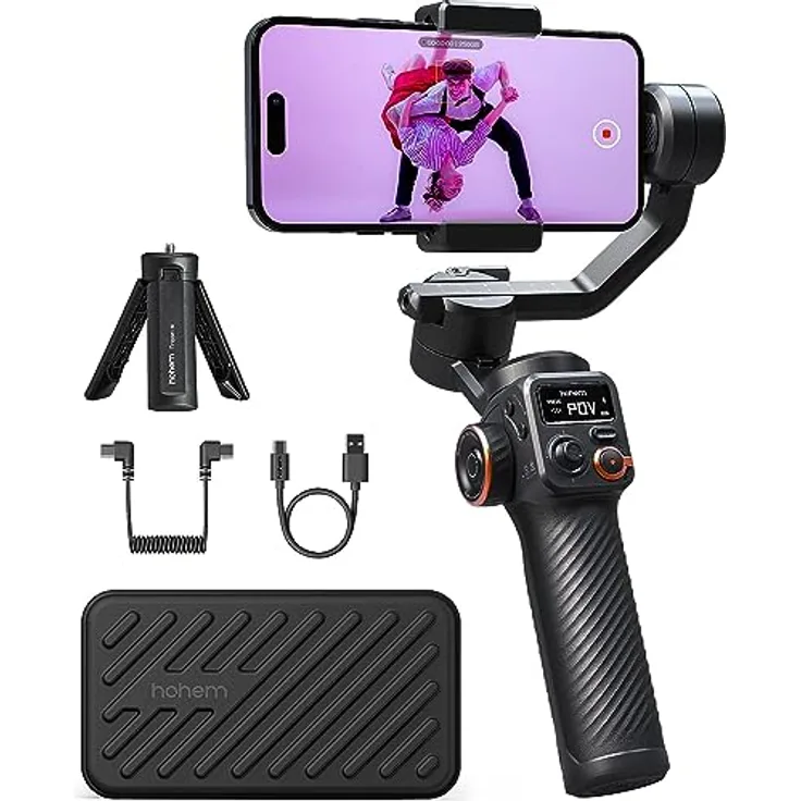 HOHEM iSteady M6, Smartphone Gimbal mit 3-Achsen-LED-Bildschirm, blau