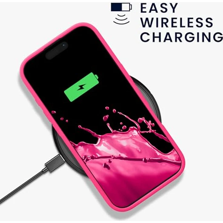 kwmobile Handyhülle kompatibel mit Apple iPhone 16 Pro - gummierte Handy Case aus Silikon in Neon Pink – Bild 5