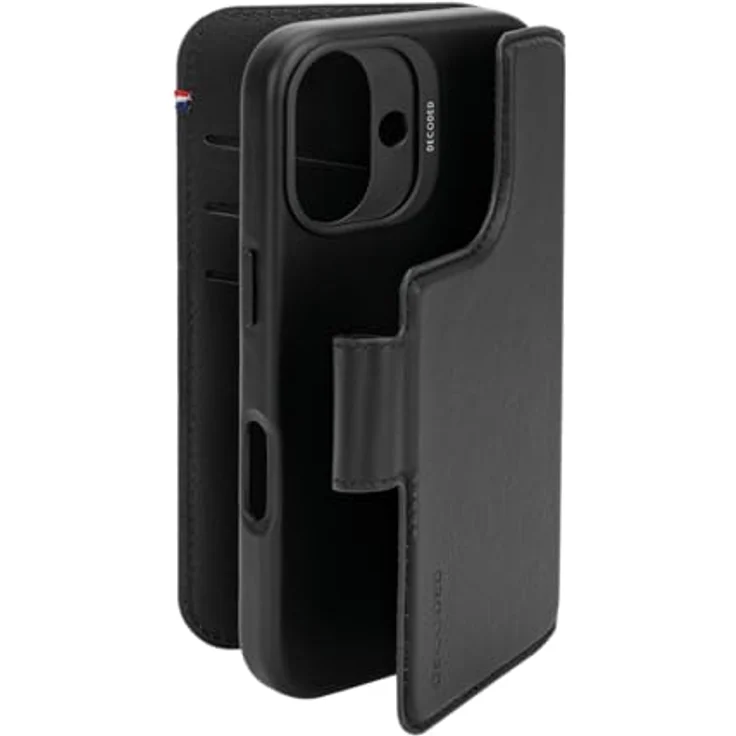 Decoded 2 in 1 Leder Abnehmbare Wallet Case für iPhone 16, MagSafe kompatibel, echtes Premium ECCO Leder, Schwarz – Bild 2