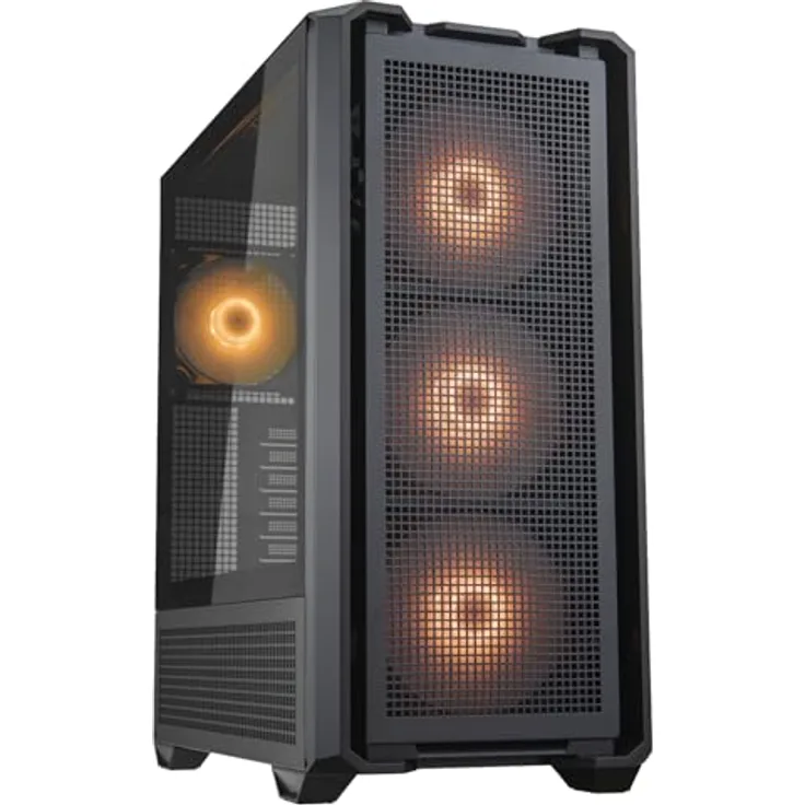 COUGAR MX600 RGB Mesh High Airflow Full Tower Gaming Gehäuse – Schwarz, mit integriertem universalen Lüfter-Hub