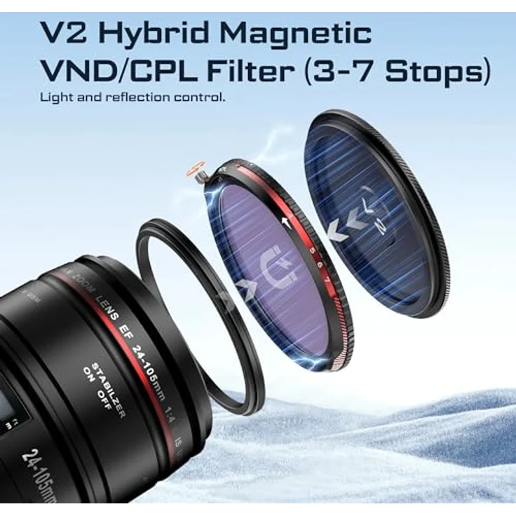 Freewell V2 Series Magnetic Filter, ND/CPL 3-7 Stops, 82 mm, Objektivfilter, Schwarz – Bild 2