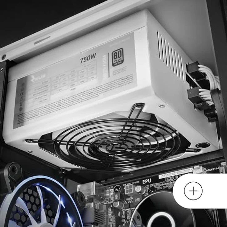 MARSGAMING MPZE750M, Modulares ATX 750W Netzteil, 10 Jahre Garantie, 80Plus Silber +87% Wirkungsgrad, AI-RPM Lüfter, Japanische 105º Kondensatoren, Weiß – Bild 2