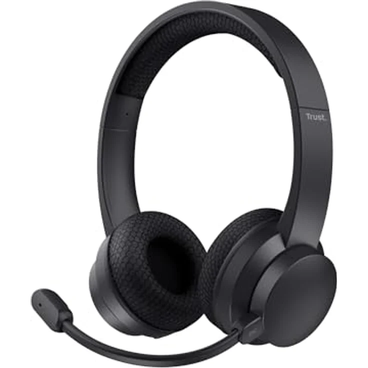 Trust Ayda Ohraufliegender Bluetooth Kopfhörer, kabelgebunden und kabellos, Anrufe/Musik, Frequenzbereich 20 - 20000 Hz, 121 g, Schwarz – Bild 1