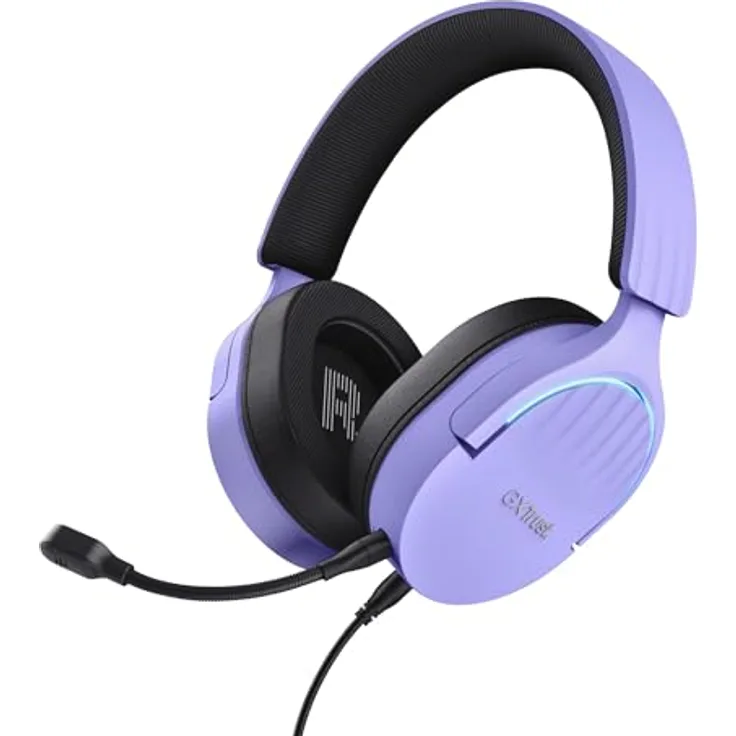 Trust Gaming GXT 490P Fayzo 7.1 Gaming Headset USB Surround Sound, 50mm Treiber, 2m Kabel, 35% Recyclingkunststoff, Mikrofon mit Geräuschunterdrückung, RGB Over-Ear Kopfhörer für PC - Purpur