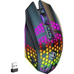 S&T Design RGB Gaming Maus Kabellos Wireless Leise Weiß Schwarz USB Gaming-Maus (Funk, 7 Tasten / Zurück zum Desktop / DPI Einstellbar / PC Laptop)