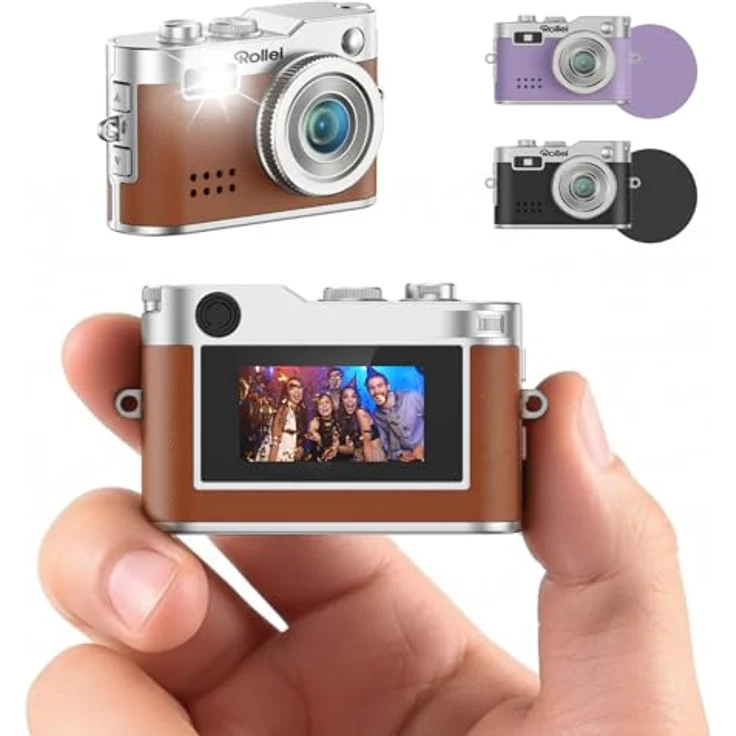 Rollei Minidigitalkamera Vintage Braun, 2MP Daumenkamera mit 1080P FHD, 0,96 Zoll Farbbildschirm, Blitz & Audioaufnahme, kompakte Pocket Kamera – Bild 1