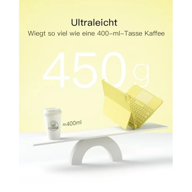Inateck Ultraleichte Tastatur KB04122 für iPad 10/11 Gen A16 (2025), iPad Air 11" M3/M2 (2025/2024), abnehmbar mit Touchpad, nur 450g leicht, komfortables Tippen, magnetisches Design, schwarz – Bild 2