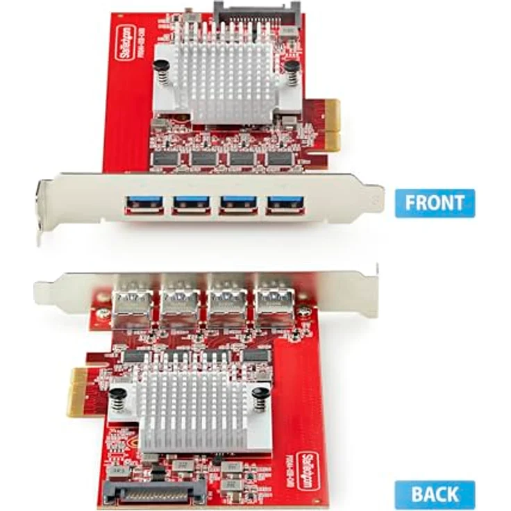 StarTech 4-Port USB-A 10Gbps PCIe Karte, PCI Express 3.0 Erweiterungskarte mit 4 unabhängigen USB 3.2 Controllern und SATA Zusatzstromversorgung – Bild 3