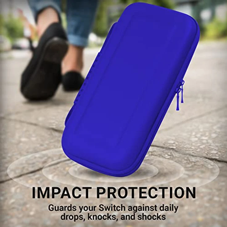 Orzly Tragetasche für Nintendo Switch und New Switch OLED, harte Reisetasche in Blau mit Schutz, Innentaschen für Zubehör und Spiele – Bild 5