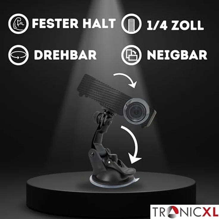 TronicXL Saugnapf Halterung für Mini Beamer 1/4", Premium Halterung für Anker Wimius XGIMI Mars Vankyo, starker Halt auf glatten Oberflächen, zwei Gelenke für perfekten Blickwinkel – Bild 2