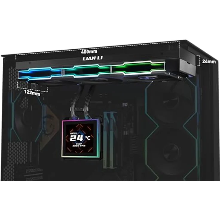 Lian Li HydroShift II LCD-S 360 AiO-Wasserkühlung, 360 mm mit 3,4" IPS-Display, kabelloser Steuerung und innovativer Schlauchführung, schwarz – Bild 5