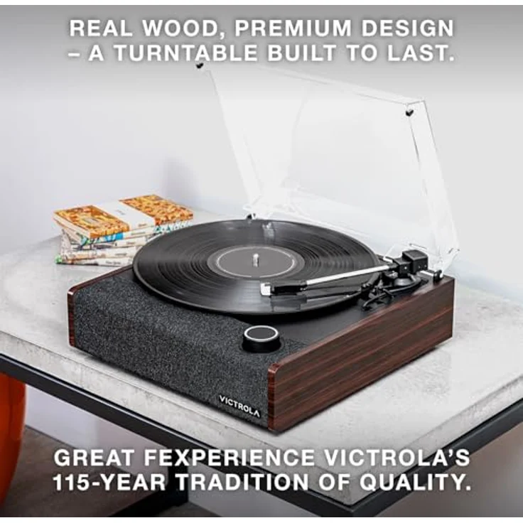 Victrola The Eastwood II, Manuell Plattenspieler mit Bluetooth-Streaming und Audio-Technica AT-3600LA-Tonabnehmer, schwarz – Bild 10