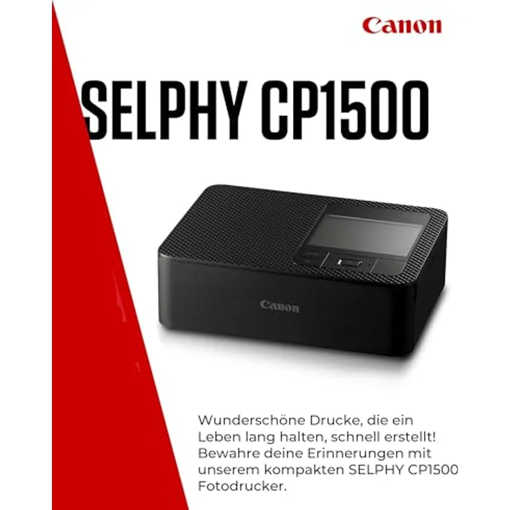 Canon SELPHY CP1500 Mobiler Fotodrucker, drahtloser Bluetooth-Drucker mit 54 Blatt 4x6 Postkartenpapier, schwarz - kompakt und leicht, wasserabweisende und kratzfeste Fotos – Bild 2