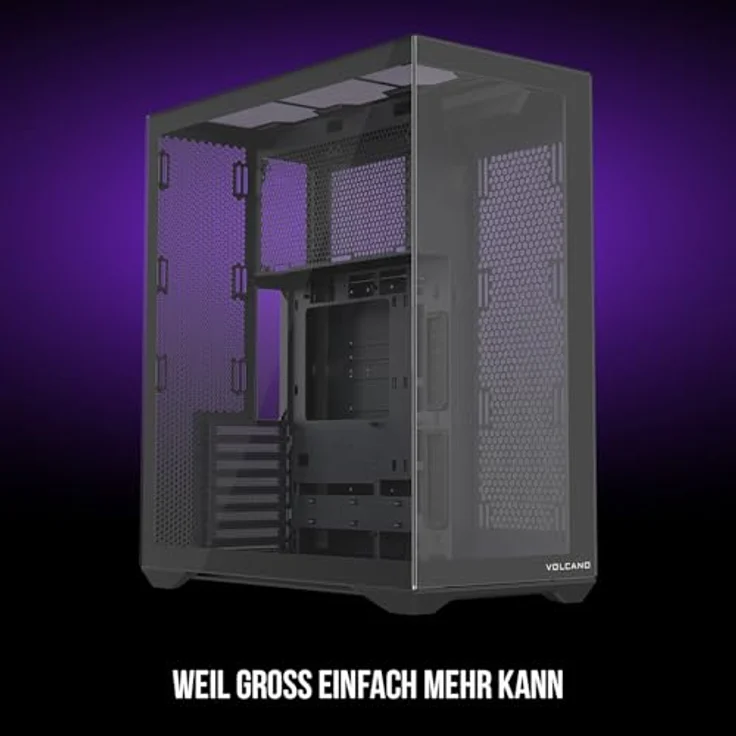 Modecom Volcano Space XL Full Tower NF, PC Gaming Gehäuse ATX, Schwarz, modularer Aufbau, Platz für 400mm GPU, modernes Dual-Chamber Design, gehärtete Glas-Optik, ohne Lüfter – Bild 3