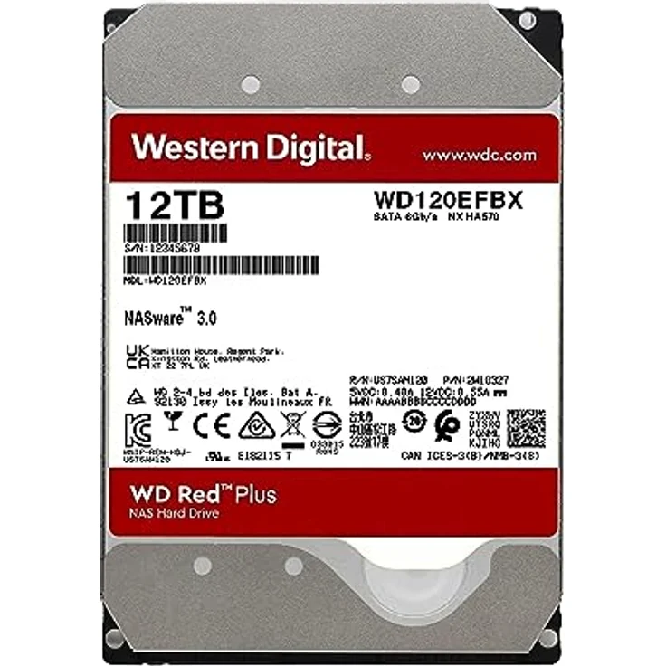 WD Red Plus NAS Hard Drive WD120EFBX - Festplatte - 12 TB - intern - 3.5 Zoll (8.9 cm) - SATA 6Gb/s - 7200 rpm - Puffer: 256 MB (WD120EFBX) – Bild 2