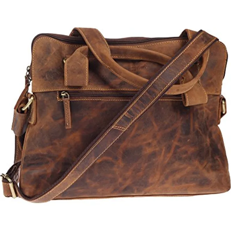Greenburry Vintage Aktentasche aus Leder, 37 cm mit Laptopfach, braun