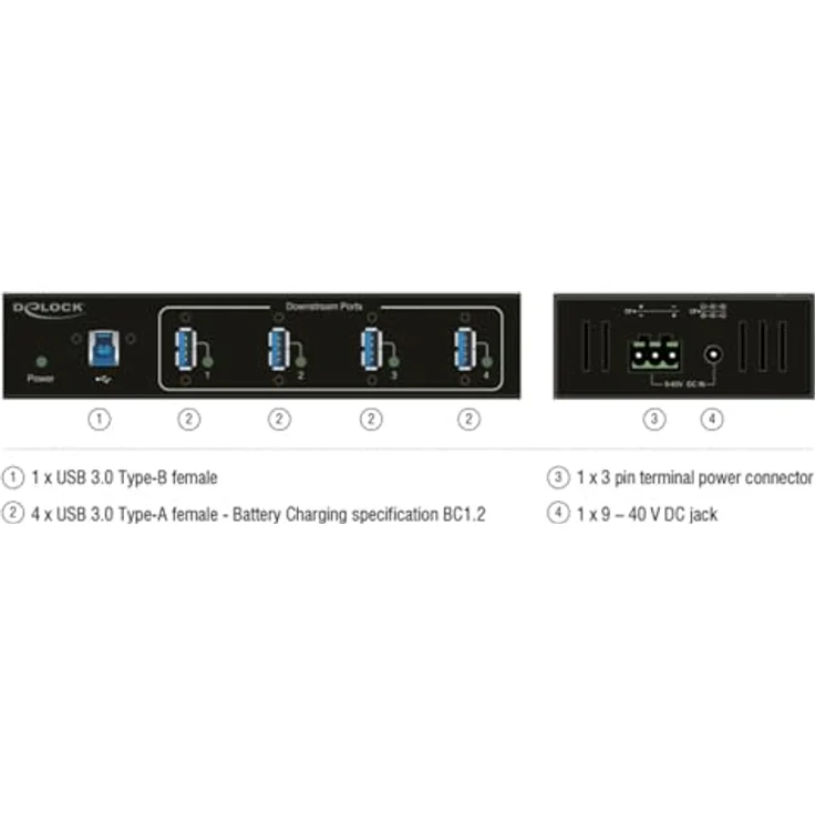 Delock 63309 Externer Industrie Hub 4 x USB 3 Typ-A mit 15 kV ESD Schutz – Bild 4